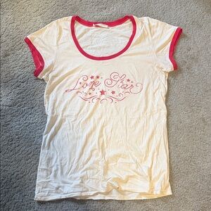 Spell creamTee with red Trim and 'Lone Star' Graphic Sz M